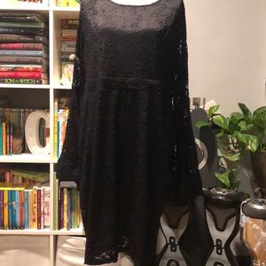 Black Lace Bell Sleeve Dress